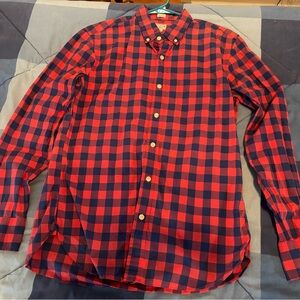 J. Crew Red and Black Plaid Men's Shirt